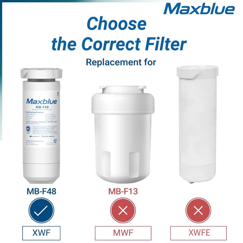 Maxblue XWF Replacement for GEÂ® XWF, WR17X30702, NSF Certified Refrigerator Water Filter, 3 Filters (Not XWFEÂ®) - Image 2